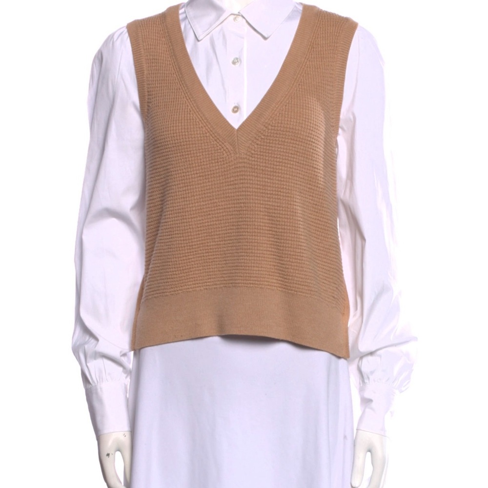 NWT -Veronica Beard Merino Wool V-Neck Button Up Top MSRP $400.00